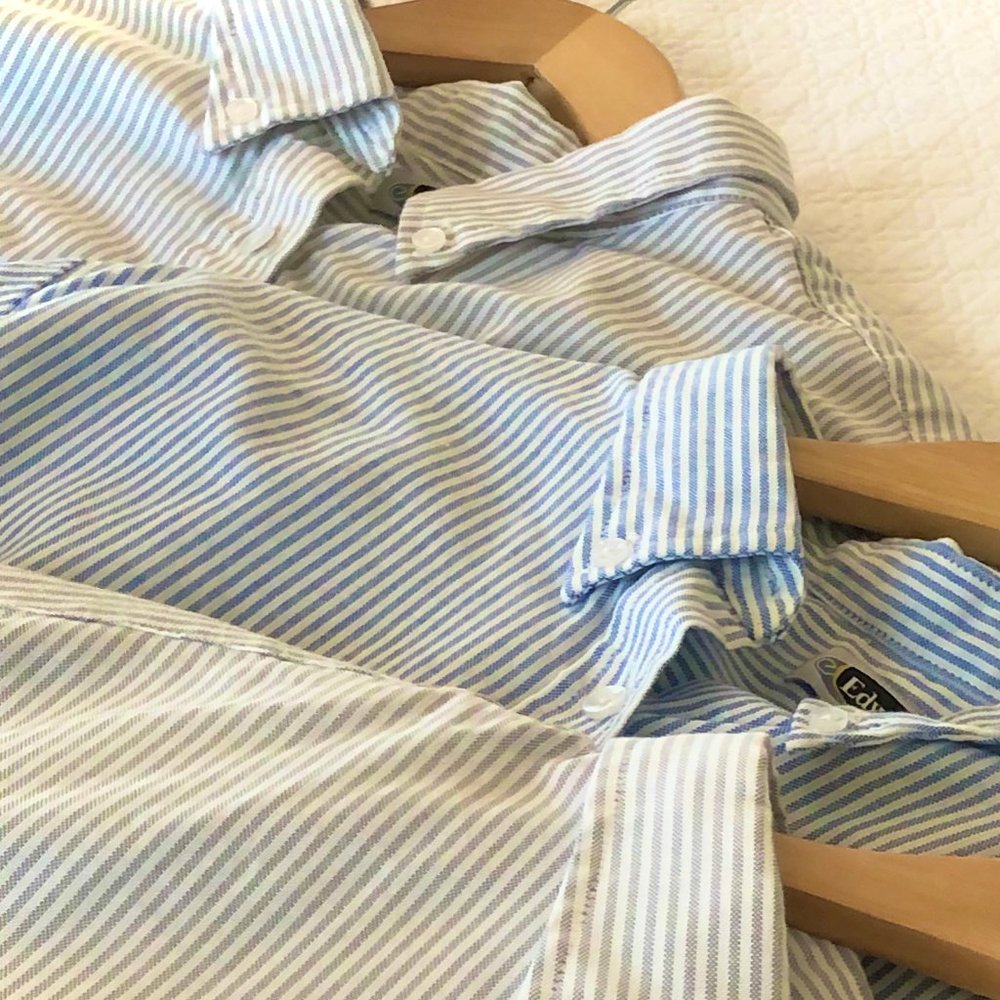 (3) Easy Care Striped Oxford Uniform Dress Shirts